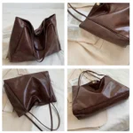 Tote Women's Bag Korean Style Large Capacity Soft Leather Shoulder Bag Retro Casual Hand-held Bucket Bag 2025 Одноплечевая сумка - Image 18