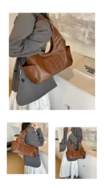 2024 New Women's Tote Bags Trendy Versatile Commuting Large Capacity One Shoulder Bag Summer Casual Solid Color Female Handbags - Image 19