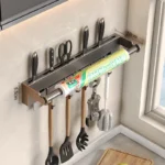 Stainless Steel Kitchen Paper Towel Rack Wall Shelf with Hook Kitchen Gadgets Hanging Organizers Storage Utensils for Kitchen - Image 7