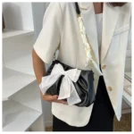 Lovely Bow Handbags for Girls Ladies Fashion Pleated Shoulder Bags for Women Simple Design Female Underarm Bag Casual Tote Purse - Image 39