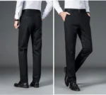 Men's lightweight business casual pants with micro elasticitymen's quick drying pantsnew straight leg office black deep bluepant - Image 15