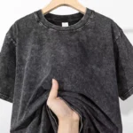 Men's Summer T-shirt 230G Heavy Cotton Vintage Washed T-Shirts Oversized Short Sleeve Loose Streetwear Short Sleeve Tops Tee