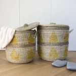 Woven Household Laundry Basket, Handcrafted Lidded Storage Bin, Toy Organizer, Home Storage Basket - Image 3