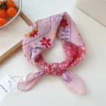 55cm Flower Floral Print Square Scarf Neckerchief Fashion Scarves Kerchief Bandanas Headscarf Hair Ribbon Accessories for Women - Image 37