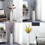 White Tall Floor Vase, 24" Ceramic Large Vase, Decorative Flower Vases - Image 6