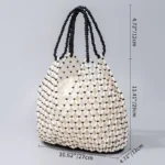 Handmade Woven Beaded Handbag For Women Exquisite Hollow-out Wooden Beaded Shoulder Bag Female Beach Bag - Image 6