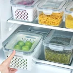 Food Storage Boxes Double-layer Refrigerator Food Fresh Sealed Box Vegetable Fruit Box Drain Basket Container Kitchen Organizer - Image 12