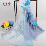 New Peony Flower Women's Printed Chiffon Long Scarves Wholesale Yiwu Autumn and Winter Scarves Small Scarves - Image 33