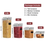Food Storage Containers Kitchen Organizer and Storage Container with Lids Refrigerator Noodle Box Tank Sealed Cans 5Pcs Set - Image 3