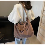 Women's Tote Bags 2025 New Fashion Suede Vintage Large Shoulder Crossbody Bag for Woman Korean Female Student Bookbag Handbags - Image 28