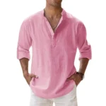New Cotton Linen Shirts for Men Casual Shirts Lightweight Long Sleeve Henley Beach Shirts Hawaiian T Shirts for Men Streetwear - Image 9