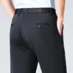 High-stretch fabric men's business trousers suitable for all seasons, featuring an elastic waistband and classic office/work for - Image 3