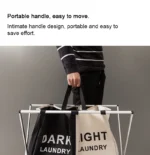 Dirty Clothes Storage Basket Three Grids Organizer Foldable Large Laundry Basket Waterproof Home Laundry Basket - Image 17