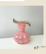 Glass Vase Pumpkin Shape Wave Retro European Hand-made Floral Arrangement Accessories Terrarium Flower Vases - Image 19