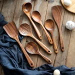 Wooden Kitchenware Cooking Shovels Spoon Colander Kitchen Utensils Set Household Cutlery Rack Teak Natural Wood Cookware - Image 4