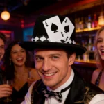 Top Hats for Men Playing Card Pattern Magician Costume Accessory Novelty Felt Hat For Stage Shows Cosplay Parties School Plays - Image 2