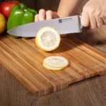 High-quality 8piece premium stainless steel kitchen knife set including kitchen chef knives with rubber wood block knife holders - Image 12