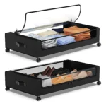 Under Bed Storage Container with Lids and Wheels Multifunctional Home Clothes Storage Bins Visible Dustproof Underbed Drawers