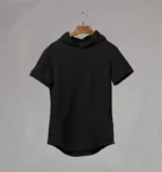 New Gym Fitness Bodybuilding Sport Hoodie Mens Slim Fit Solid Color Hooded T-Shirt Cotton Breathable Short Sleeve Muscle Shirt - Image 8