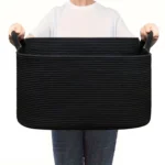 Laundry Basket, Woven Storage Baskets for Organizing, Cube Cotton Rope Baskets for Shelves, Magazine & Newspaper Baskets - Image 10