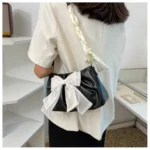 Lovely Bow Handbags for Girls Ladies Fashion Pleated Shoulder Bags for Women Simple Design Female Underarm Bag Casual Tote Purse - Image 37