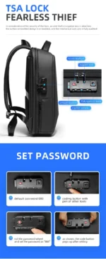 Black Smart Computer Laptop Bags for Men Backpack New Waterproof Student Outdoor Backpack Travel Bag Backpack Hard Shell - Image 13