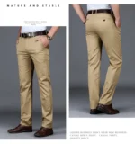 Men's Classic Stretch Casual Pants Business Office Straight Male Pants Brand Clothing Fashion Soft Cozy Trousers Solid Color - Image 14