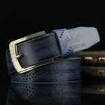 Men's Leather Belt Letter Print Luxury Classic Buckle Business Cowboy Vintage Waistband Alloy Belts - Image 7