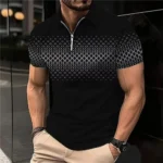 Summer T Shirts for Men 2024 Short Sleeve Men's Clothing Collar 3D Printing Plain Shirt Striped Polo Tees Fashion Pullover Tops - Image 2