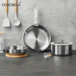 4PCS Stainless Steel Cookware Set Detachable Handle Pots and Pans Space Saving Induction Induction Cooker and Oven Kitchen Set - Image 9