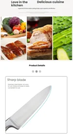 5 Piece Stainless Steel Kitchen Knife Set, Ergonomic Hollow Handle Design, Household Chef Knife for Chopping Carving Slicing - Image 14