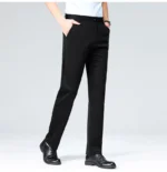 High-stretch fabric men's business trousers suitable for all seasons, featuring an elastic waistband and classic office/work for - Image 14