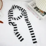 2024 Women Harajuku Cotton Scarves Y2k Black Grey Stripe Long Scarves 180cm Thin Long Decorative Neckerchief Fashion Streetwear - Image 12