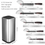 Kitchen Knife 6PCS Set Stainless Steel,Includes Chef's Knife, Bread, Boning Knife,Fruit Knife, with Stainless Steel Knife Holder - Image 2