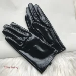 Women's Patent Leather Gloves Men's Leather Gloves Shiny Black Party Evening Short Gloves - Image 9