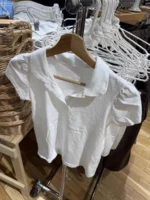 Polo White Cotton T-shirt Women Summer New Strweetwear  Turn Down Collar Short Sleeve Tees Sweet Preppy Style Cute T Shirt Y2K - Image 11
