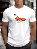 T Shirts For Men Ant 100% Cotton Graphic Printing Summer Round Neck T-Shirt Casual Breathable Street Style Daily Top - Image 3