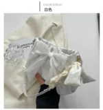 Lovely Bow Handbags for Girls Ladies Fashion Pleated Shoulder Bags for Women Simple Design Female Underarm Bag Casual Tote Purse - Image 44