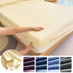 90/120/150/180x200 Fitted Bed Sheet With Elastic Band Solid Color Mattress Covers Protector Single Double King Beds 100% Polyest - Image 25