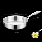 16cm/20cm Frying Pan Stainless Steel Frying Pan Non Coated Flat Bottom Household Cooking Steak Omelet Pan General - Image 2