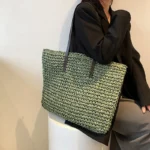Women Handbag Summer Beach Bag Rattan Woven Handmade Knitted Straw Large Capacity Totes Leather Women Shoulder Bag Bohemia New - Image 3