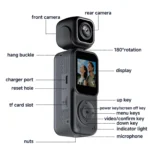 4K Vlogging Camera WiFi Pocket Action Camera with Dual Front & Rear Cameras Split-Screen LCD for Sport Outdoor Riding Travel - Image 15