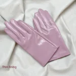 Women's Patent Leather Gloves Men's Leather Gloves Shiny Black Party Evening Short Gloves - Image 10