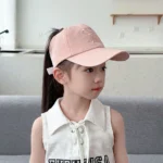 Kids Baseball Caps  Children Love Embroidery Breathable High Ponytail Baseball Caps Adjustable Summer UV Protection Snapback Hat - Image 3