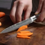 4 PCS Kitchen Knives Set Chef Knife Sets 4Cr13 Stainless Steel Damascus Pattern Pakkawood Handle Paring Utility Santoku knifes - Image 5