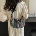 Crossbody Bags Tribal Style Shoulder Bag, Foldable Crossbody Striped Pattern, Flag Theme Hand Washable Edge Painted Lining - Image 13