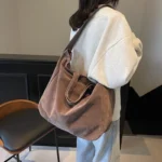 Women's Tote Bags 2025 New Fashion Suede Vintage Large Shoulder Crossbody Bag for Woman Korean Female Student Bookbag Handbags - Image 3