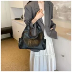 2024 New Women's Tote Bags Trendy Versatile Commuting Large Capacity One Shoulder Bag Summer Casual Solid Color Female Handbags - Image 51