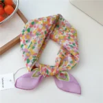 55cm Flower Floral Print Square Scarf Neckerchief Fashion Scarves Kerchief Bandanas Headscarf Hair Ribbon Accessories for Women - Image 11
