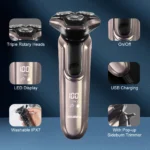 Electric Shaver for Men New 3-Blade Portable Professional Home Use Shaving Razor with Ergonomic Handle Ultra-Smooth Performance - Image 11